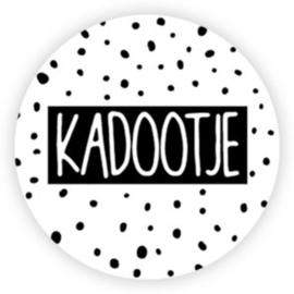Sticker Kadootje / zwart wit stip / 10 stk