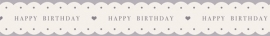 Paper tape "HAPPY BIRTHDAY" wit met grijze tekst / EI 4755 