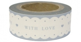 Paper tape "WITH LOVE" wit met grijze tekst / EI 4750