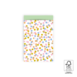 Kado zakje - small confetti bright - pistache| 12x19cm | 5stk