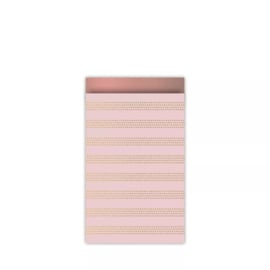 Kado zakje - raster stripes pink gold | 12x19cm | 5stk