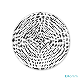 sticker sluitzegel rond - zwartwit | kleine streepjes | 45mm | 20stk