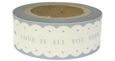 EI 4752 Rol paper tape "LOVE IS ALL YOU NEED" wit met grijze tekst