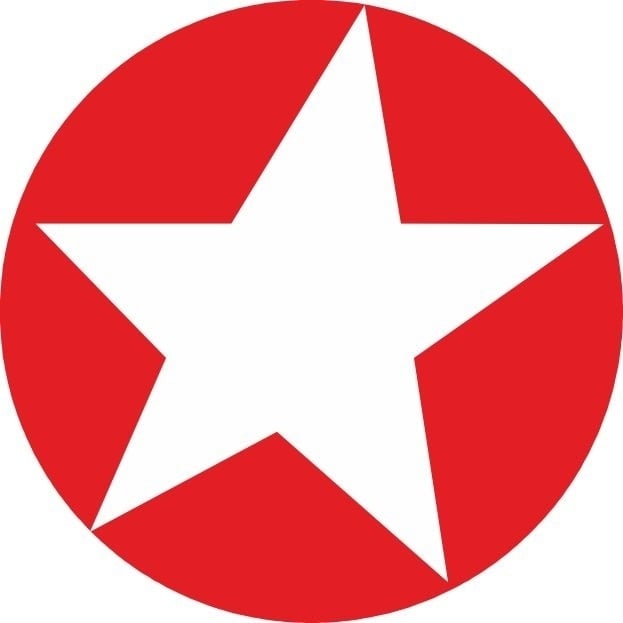 Sticker ster - rood met wit / 20stk