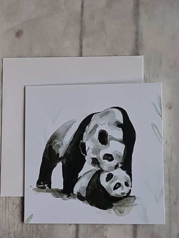 Dubbele kaart - Panda met jong