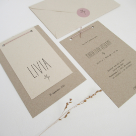 Geboortekaart Livia paperwise - grijsboard