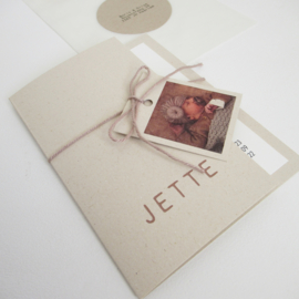 Geboortekaart pocketfold paperwise Jette - fotolabel