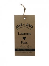 Vintage Save the Date label Paul & Liselotte
