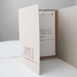 Geboortekaart grijsboard pocketfold James