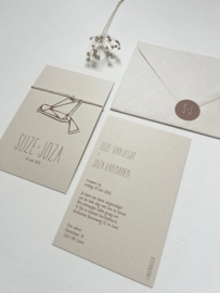 *NIEUW* Trouwkaart Suze & Joza label vogel rondom