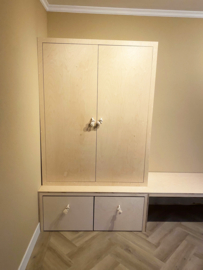 Wandkast met bureau | Berken Multiplex
