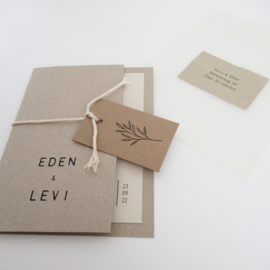 Trouwkaart pocketfold Eden & Levi grijsboard | paperwise