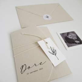 Geboortekaart pocketfold paperwise Dore -zwartwit