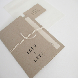 Trouwkaart pocketfold Eden & Levi grijsboard | paperwise