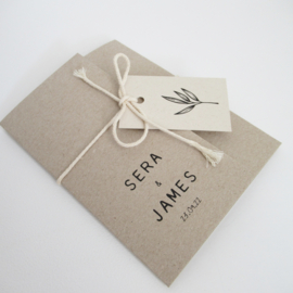Trouwkaart pocketfold Sera & James grijsboard | paperwise
