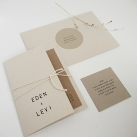 Trouwkaart pocketfold Eden & Levi paperwise | kraft