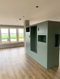 Dubbele kastenwand zorgvilla | Fins vuren underlayment