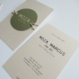 Geboortekaart Moza olijfgroen | paperwise
