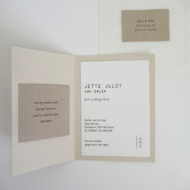 Geboortekaart pocketfold paperwise Jette - fotolabel