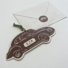 *NIEUW* Geboortekaart oldtimer Eza bruin