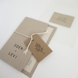 Trouwkaart pocketfold Eden & Levi grijsboard | paperwise