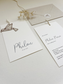 *NIEUW* Geboortekaart Philou label boven