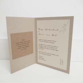 Trouwkaart pocketfold Reza & Zara grijsboard | paperwise
