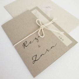 *NIEUW* Trouwkaart pocketfold Reza & Zara grijsboard | paperwise