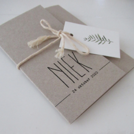 Geboortekaart pocketfold Niek
