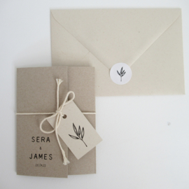 Trouwkaart pocketfold Sera & James grijsboard | paperwise