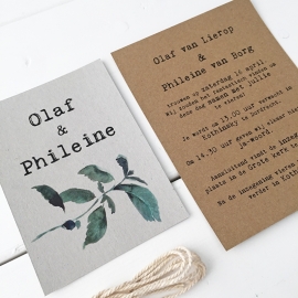 Trouwkaart pakket Olaf & Phileine groen blad