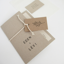 Trouwkaart pocketfold Eden & Levi grijsboard | paperwise