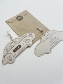 *NIEUW* Geboortekaart oldtimer Eza beige