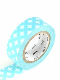 MT Maskingtape cross light blue - masking tape blauw met kruisjes