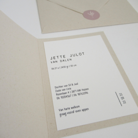 Geboortekaart pocketfold paperwise Jette - fotolabel