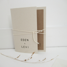 Trouwkaart pocketfold Eden & Levi paperwise | kraft