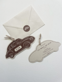 *NIEUW* Geboortekaart oldtimer Eza bruin