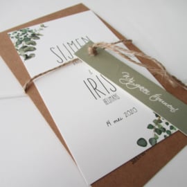 Trouwkaart set eucalyptus Sijmen & Iris