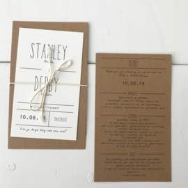 Trouwkaart & menukaart Stanley & Debby