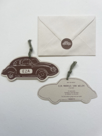 *NIEUW* Geboortekaart oldtimer Eza bruin