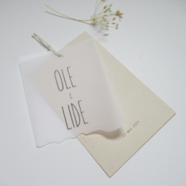 *NIEUW* Geboortekaart Ole & Lide paperwise | kalkpapier