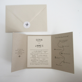 Trouwkaart pocketfold Sera & James grijsboard | paperwise