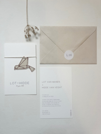 *NIEUW* Trouwkaart Lot & Hidde label vogel rondom