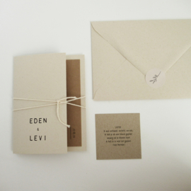 Trouwkaart pocketfold Eden & Levi paperwise | kraft