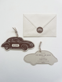 *NIEUW* Geboortekaart oldtimer Eza bruin
