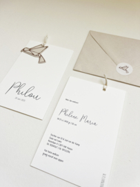 *NIEUW* Geboortekaart Philou label boven
