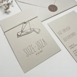 *NIEUW* Trouwkaart Suze & Joza label vogel rondom