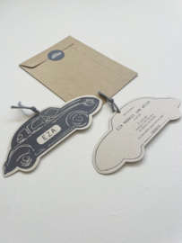 *NIEUW* Geboortekaart oldtimer Eza blauw