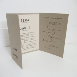 Trouwkaart pocketfold Sera & James grijsboard | paperwise