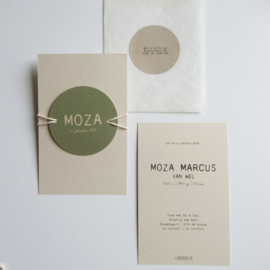 Geboortekaart Moza olijfgroen | paperwise